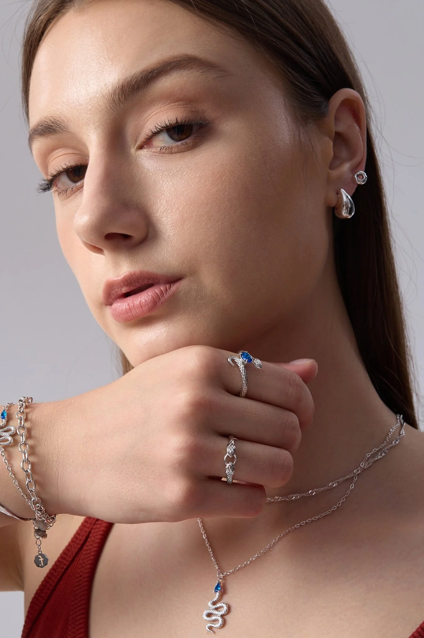 Blue Gem Snake Necklace - Image 5