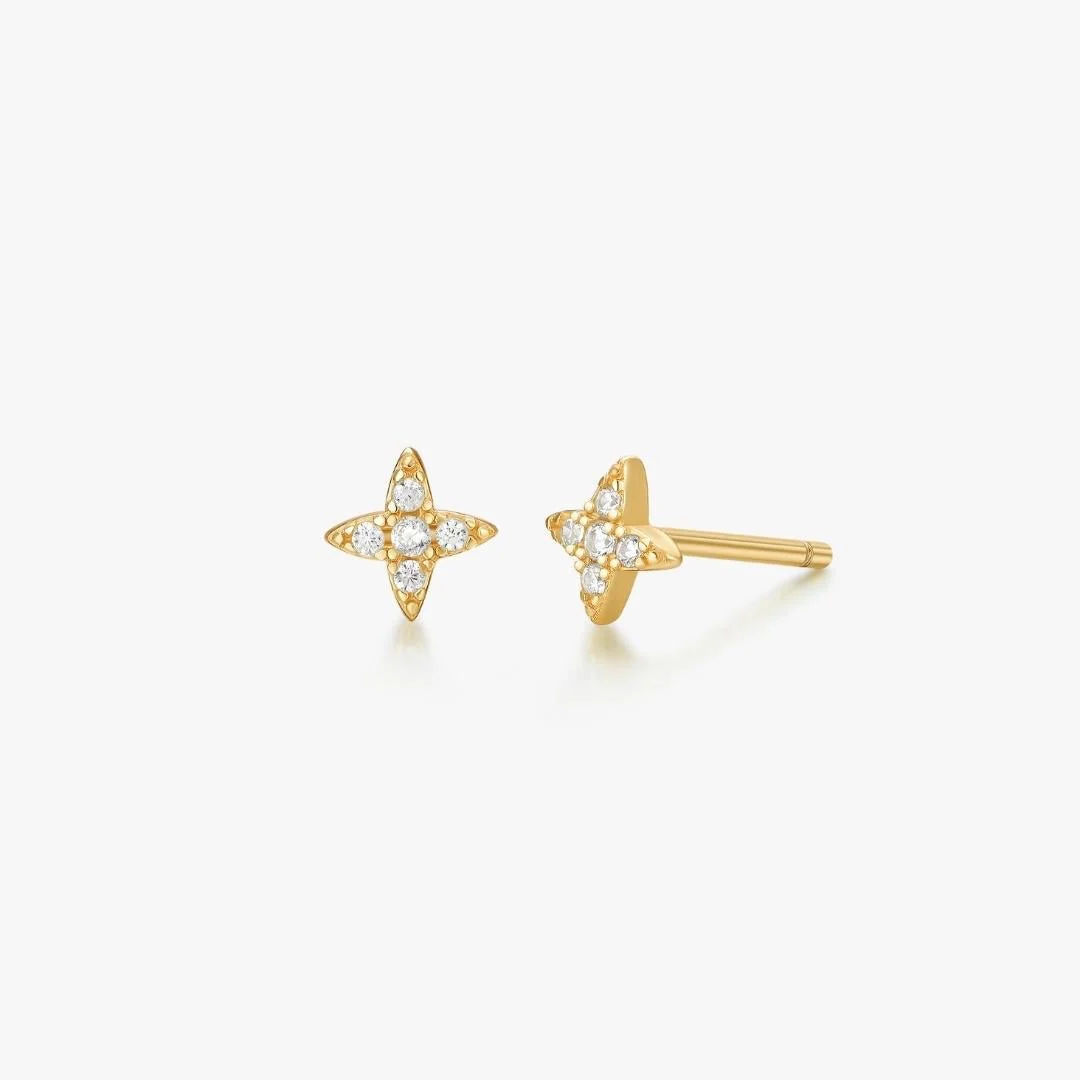 Clear Gem Estrella Studs in Gold