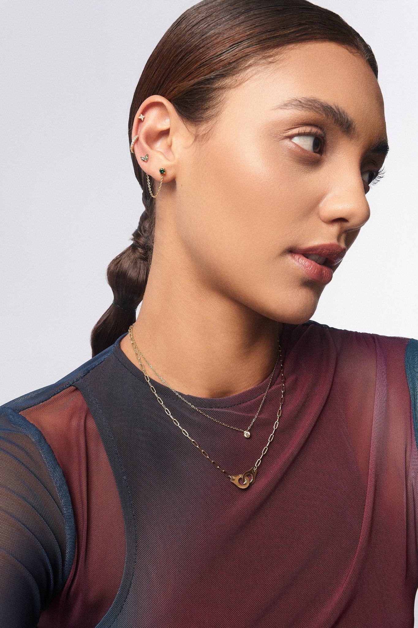 Clear Gem Estrella Studs in Gold - Image 2