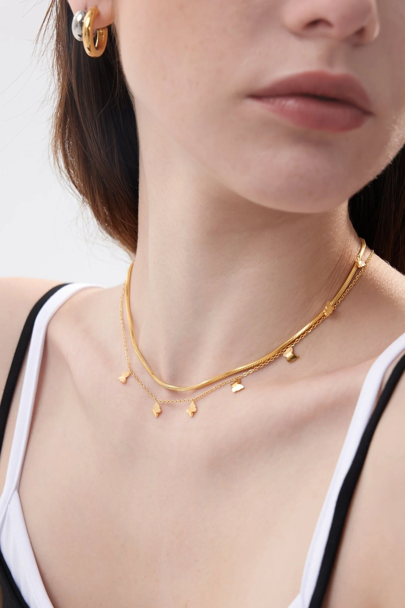 Dangling Butterfly Necklace in Gold - Image 2