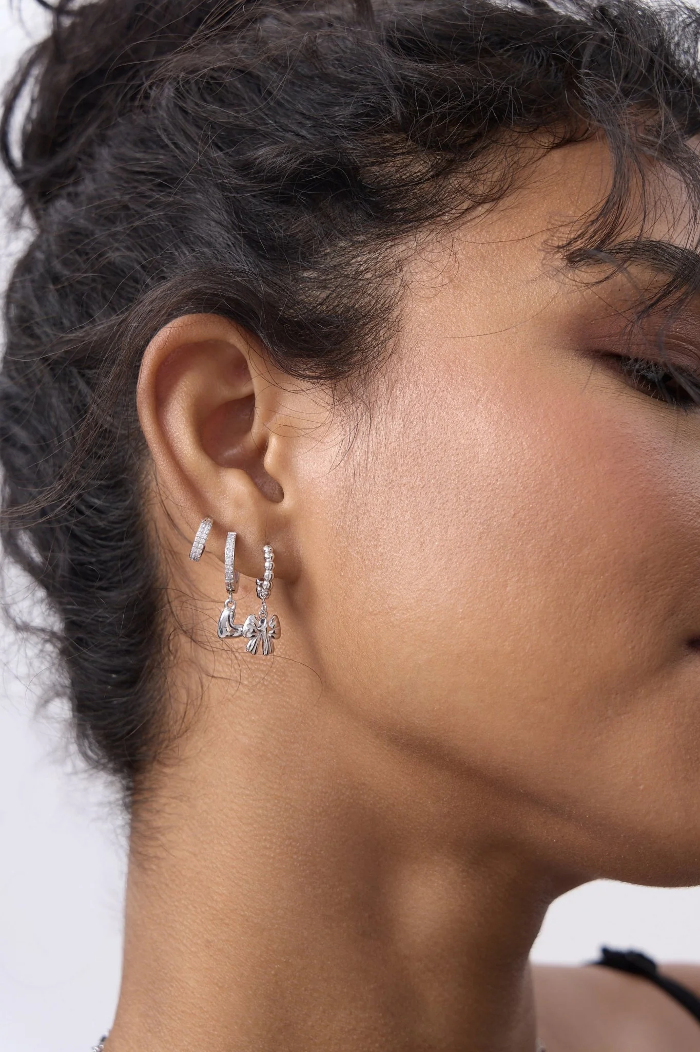 Double Stacked Pave Gem Titanium Clicker Hoop (Single) - Image 2