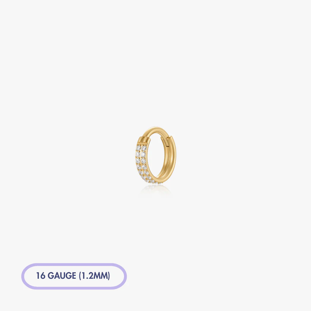 Double Stacked Pave Gem Titanium Clicker Hoop (Single) - Image 3