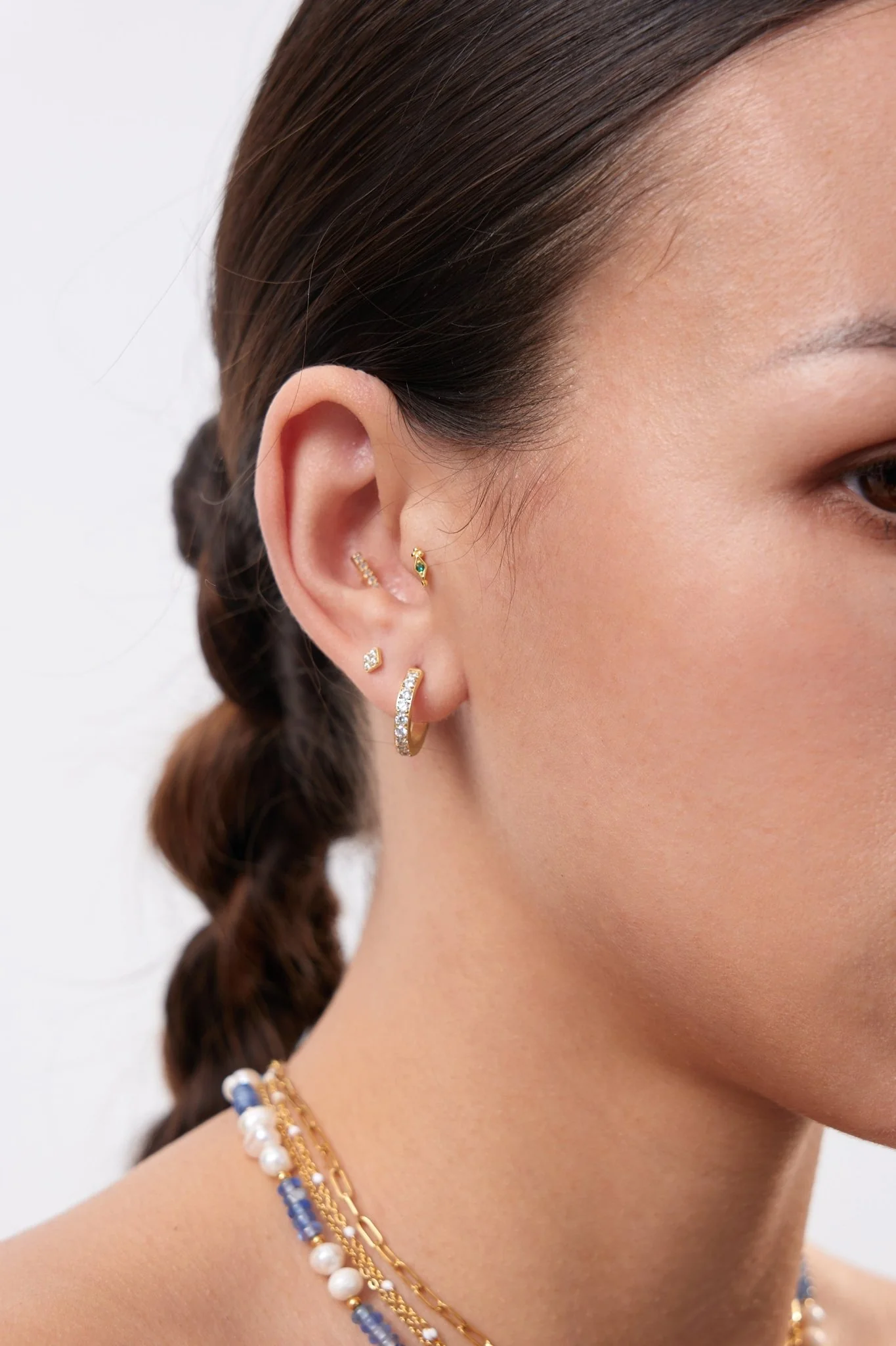Green Gem Freya Studs in Gold - Image 4