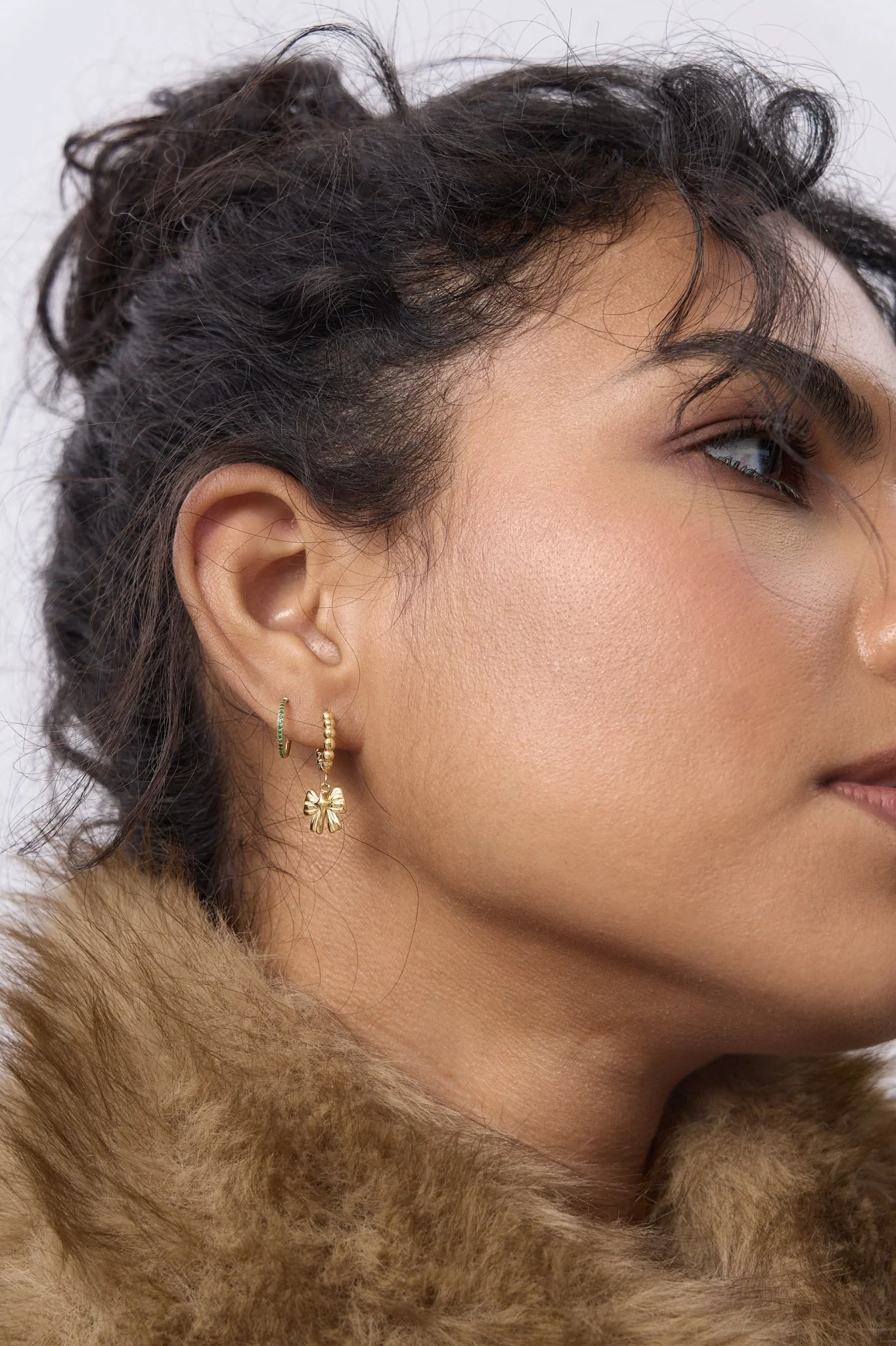 Green Pave Front Gem Titanium Clicker Hoop (Single) - Image 3