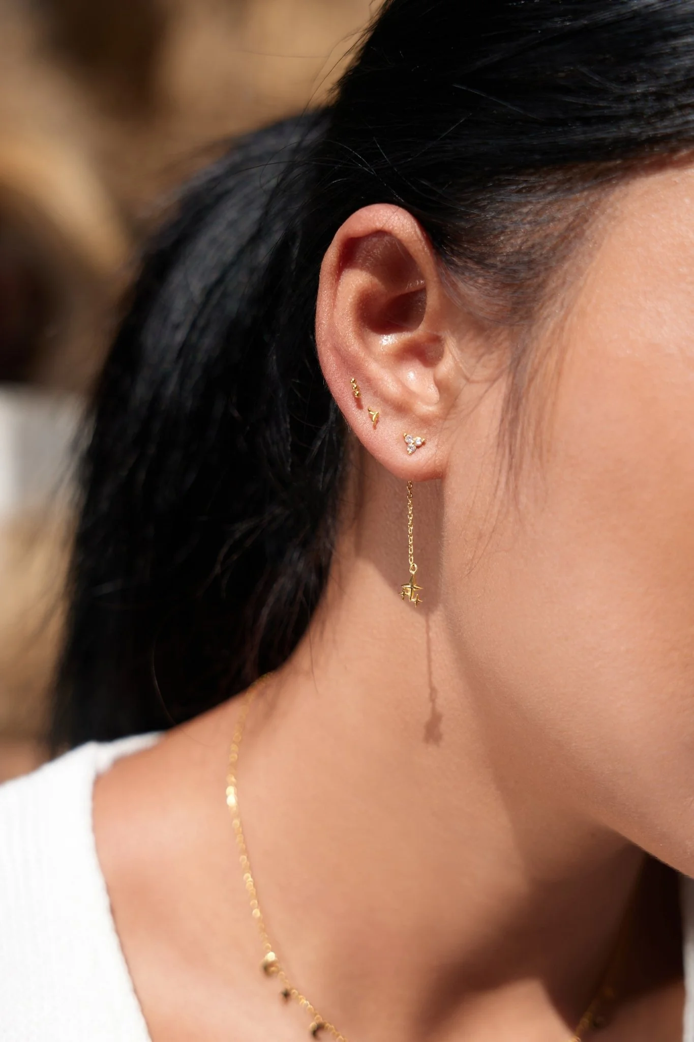 Micro Seagull Studs in Gold - Image 7