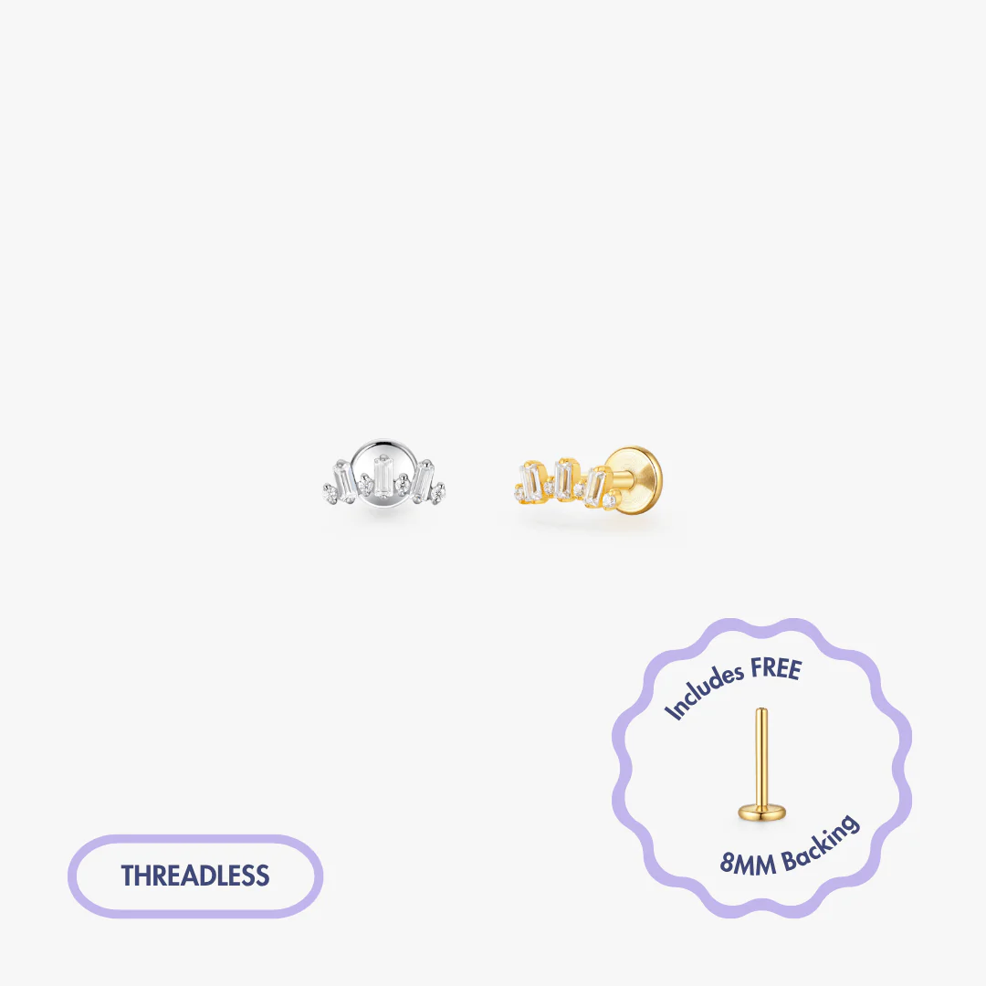Mini Crown Titanium Flat Back Stud (Single)