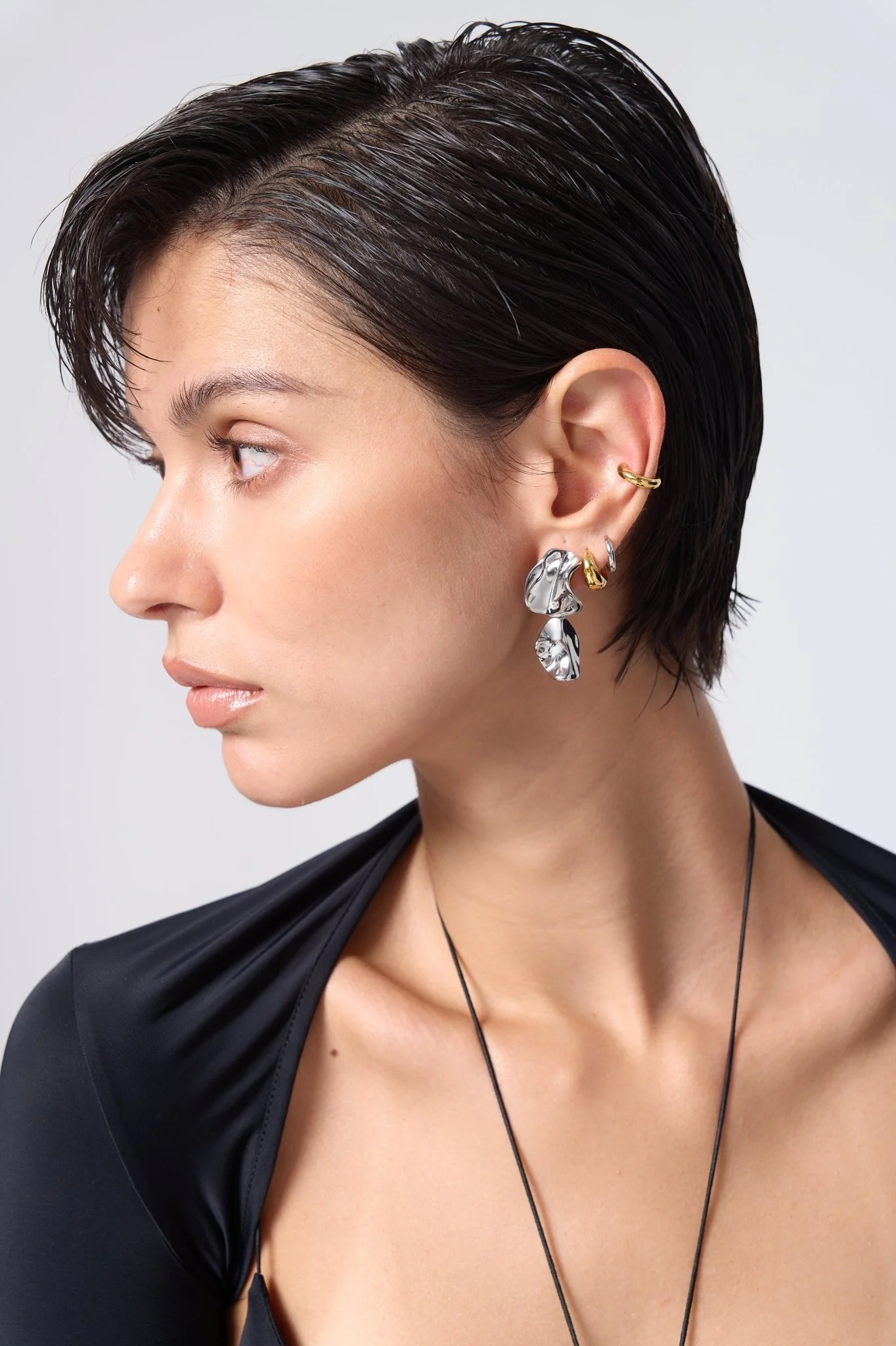 Freya Organic Texture Drop Earrings - Image 2