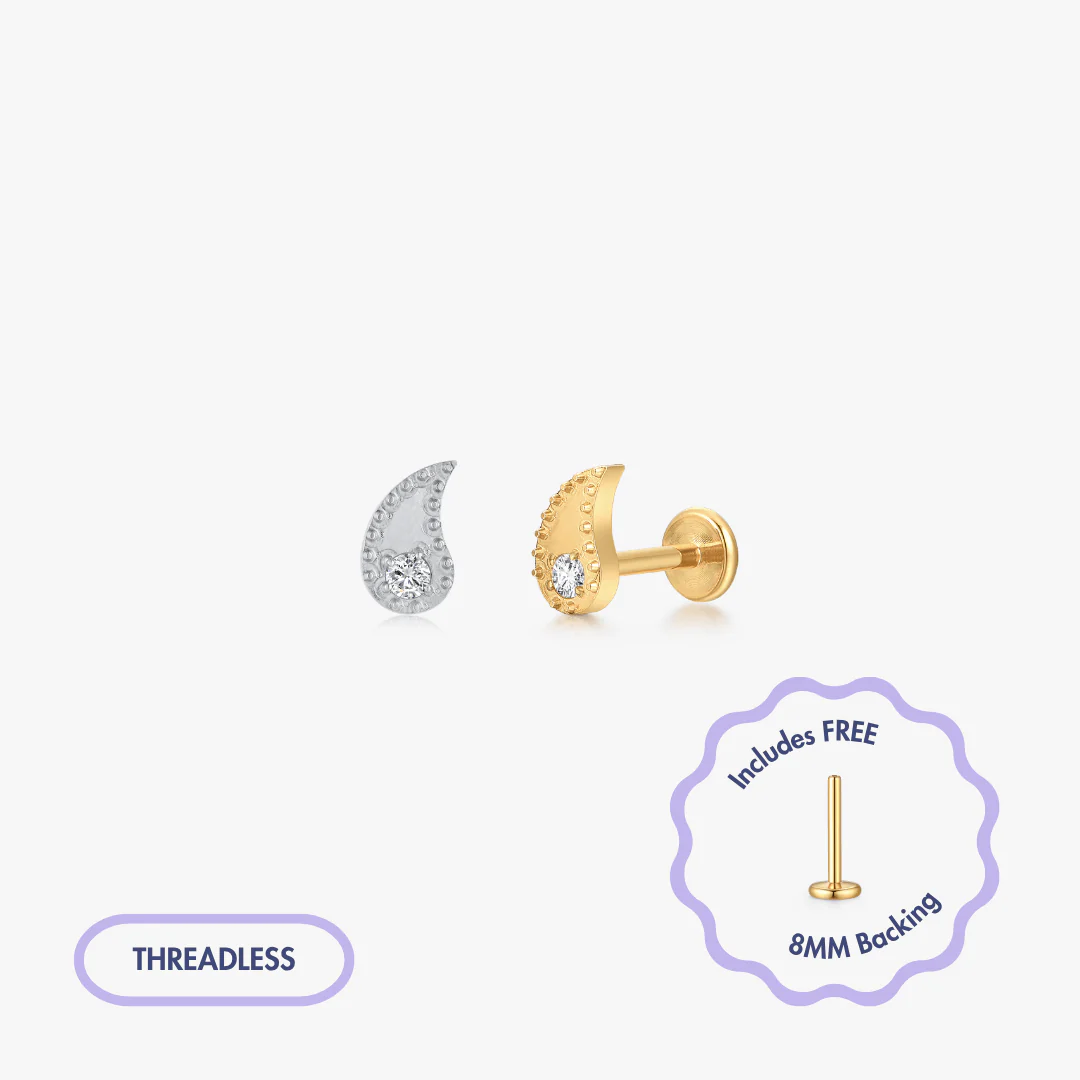 Paisley Titanium Flat Back Stud (Single)