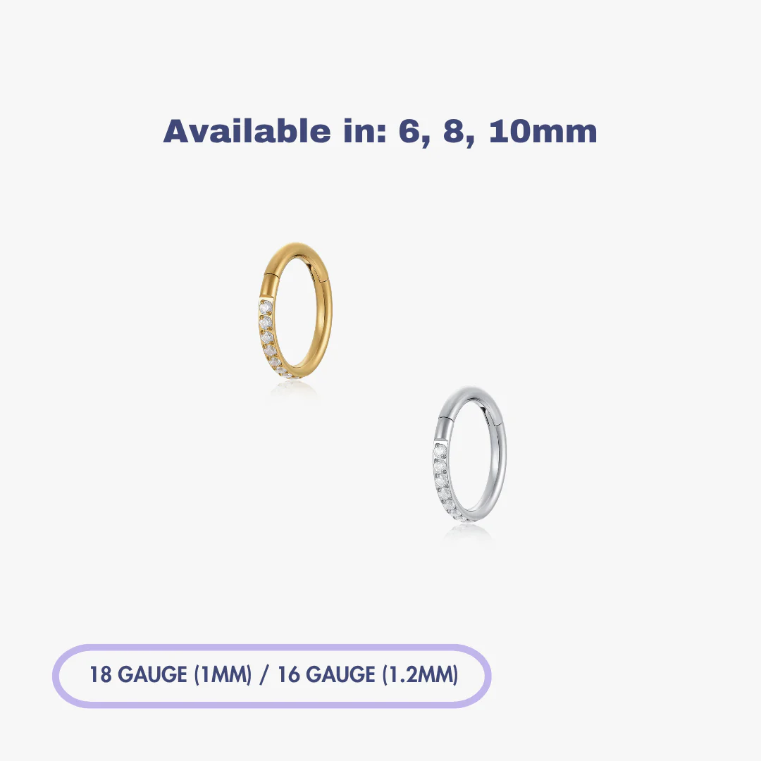 Pave Front Gem Titanium Clicker Hoop (Single)