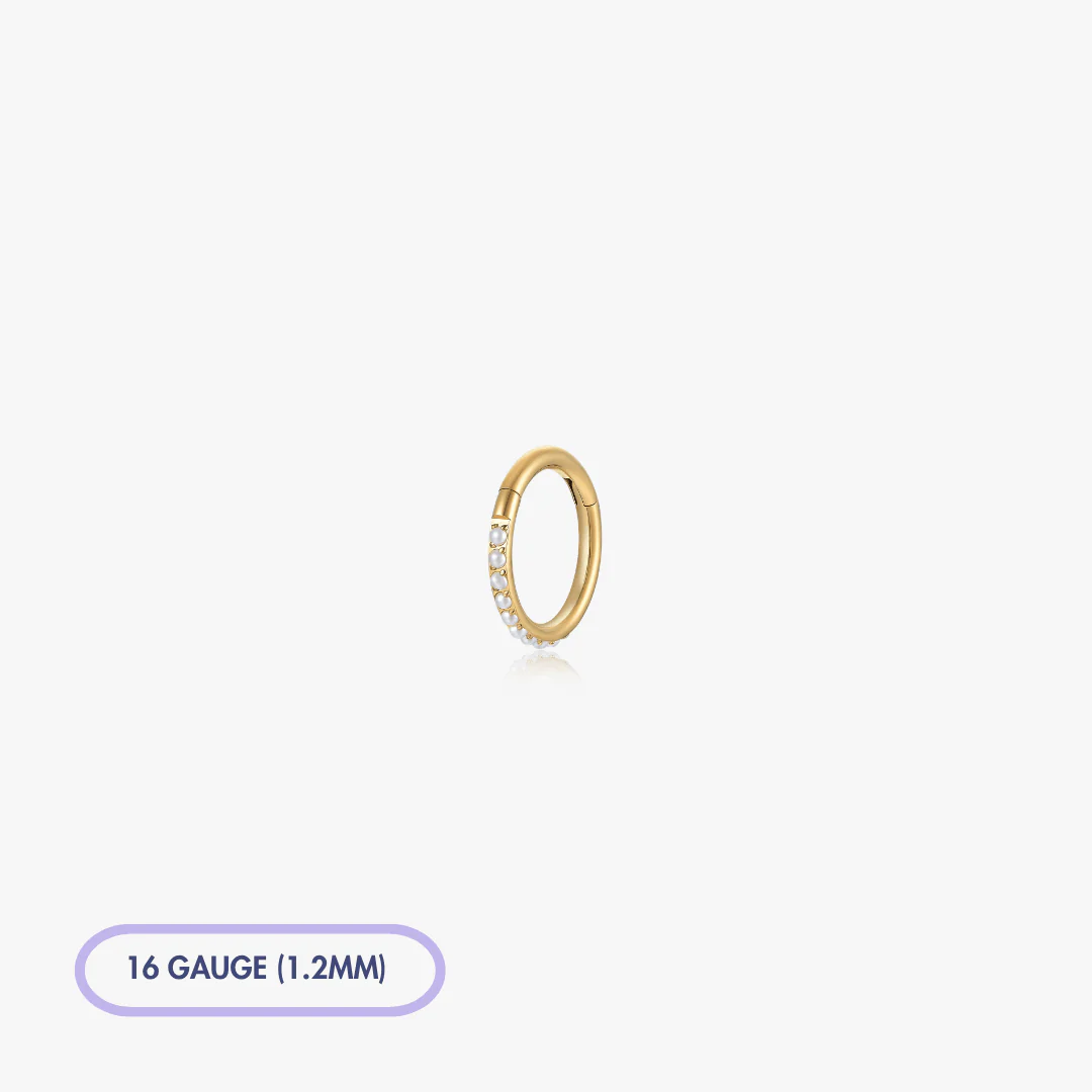 Pearl Gem Titanium Clicker Hoop (Single) - Image 5