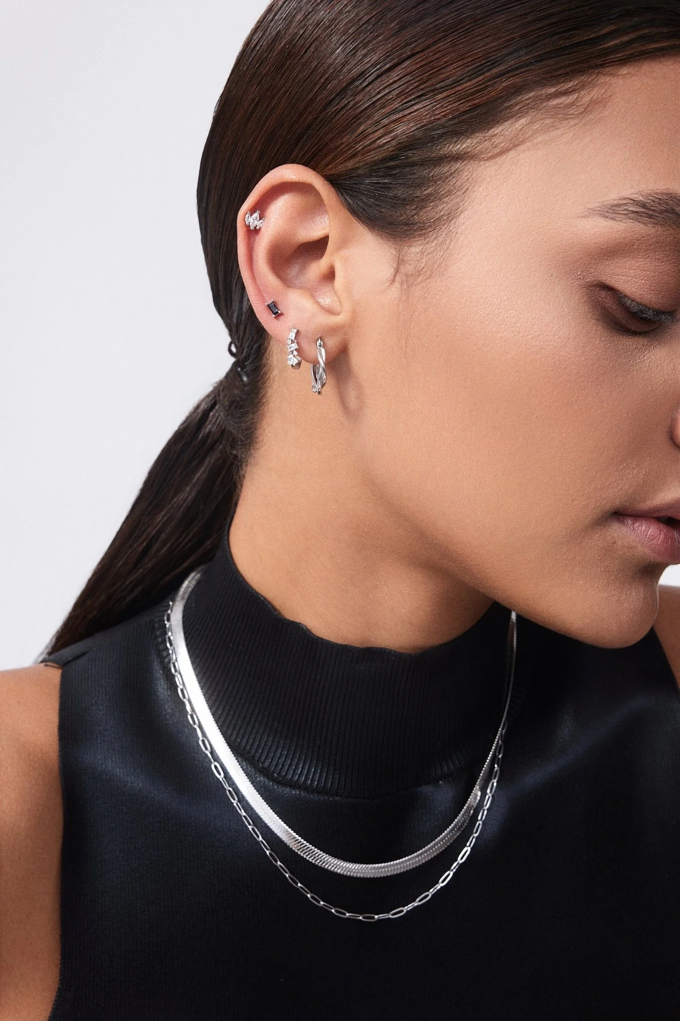 Rectangle Studs in Silver - Image 4