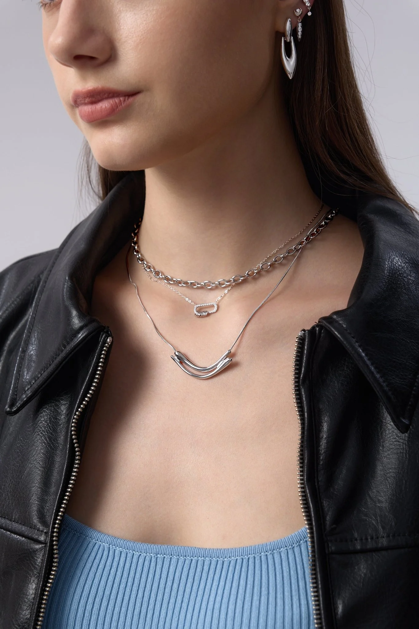 Rowan Dual Curved Bar Necklace - Image 2