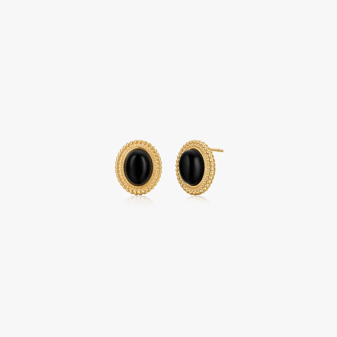 Small Oval Black Agate Earrings - Image 5