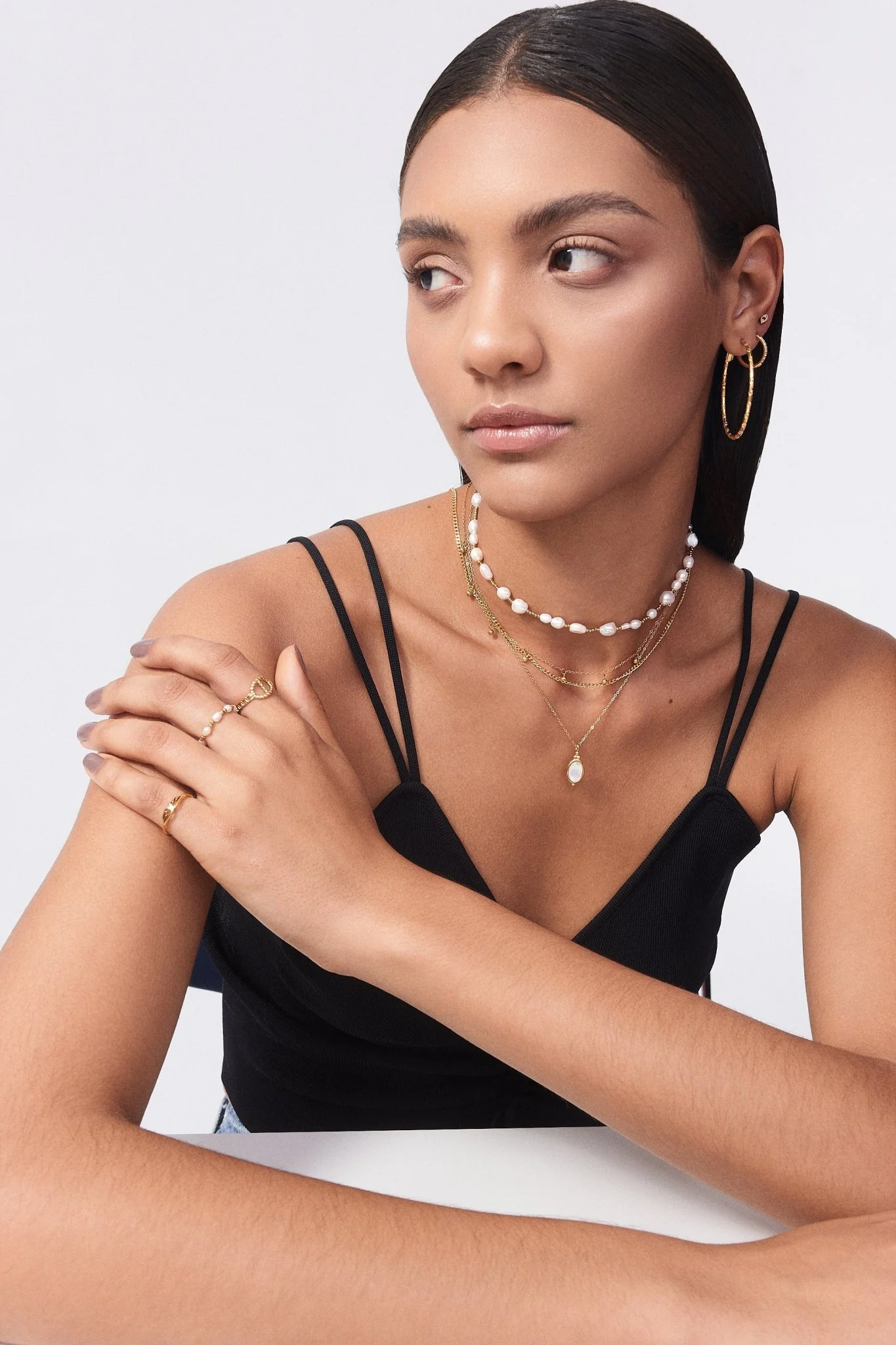 Thin Bamboo Large Hoops - Image 5